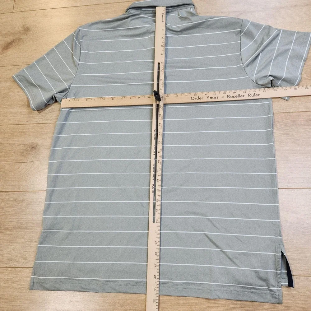 RLX Ralph Lauren Polo Shirt Mens Large Gray Striped Golf Performance Stretch